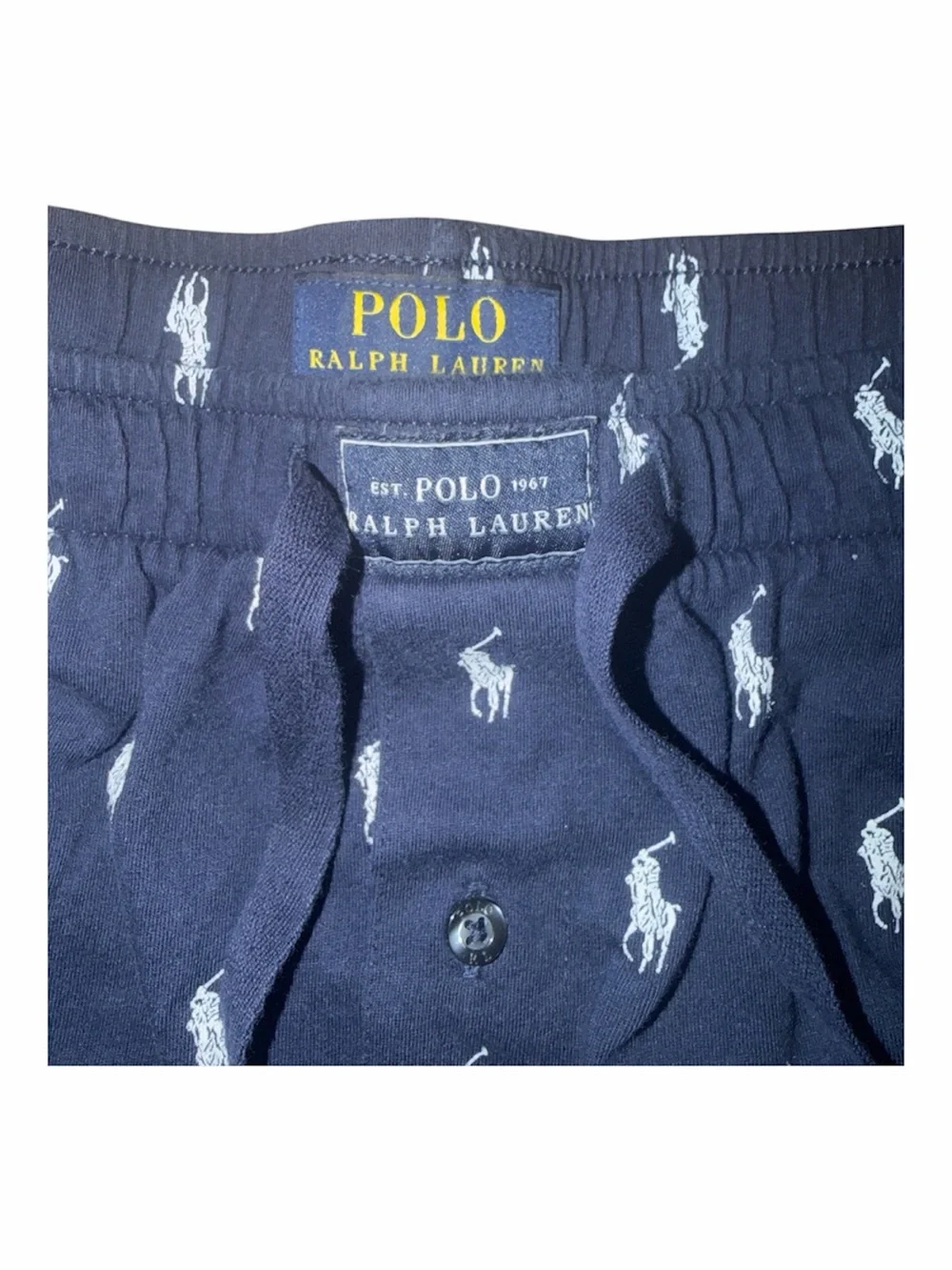 Polo by Ralph Lauren Navy Logo-Print Men's Sleepwear Shorts- XL